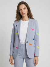 Load image into Gallery viewer, Vilagallo Hannah Dachshund Embroidery Blazer - Blue/Multicolor