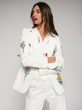 Load image into Gallery viewer, Vilagallo WHITE JACKET WITH EMBROIDERED FLOWERS