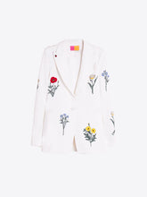 Load image into Gallery viewer, Vilagallo WHITE JACKET WITH EMBROIDERED FLOWERS