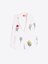 Load image into Gallery viewer, Vilagallo WHITE JACKET WITH EMBROIDERED FLOWERS