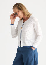 Load image into Gallery viewer, ZP8809 Pointelle Zip Cardi WHITE