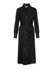 Load image into Gallery viewer, Beatrice B FAUX LEATHER CHEMISIER DRESS WITH PLEATED DETAILS