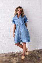 Load image into Gallery viewer, Kireina  Simone Dress | check- 70s Blue