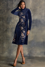 Load image into Gallery viewer, VELOUR MOCK NECK DRESS - CORINTHE
