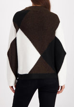 Load image into Gallery viewer, Monari Sequin Diamond Pattern Knit Jumper Brown