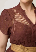 Load image into Gallery viewer, Solene Cotton Blend Lace Dress in Rosewood