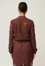 Load image into Gallery viewer, Solene Cotton Blend Lace Bomber in Rosewood