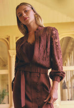 Load image into Gallery viewer, Solene Cotton Blend Lace Bomber in Rosewood