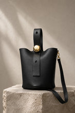 Load image into Gallery viewer, REMI Bucket Bag with Gold Bubble Lock, Black