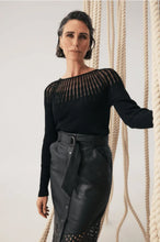 Load image into Gallery viewer, Hypnotic Leather Custom Laser Midi Skirt - Black Lattice