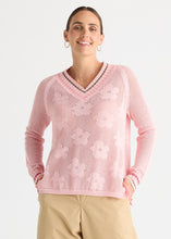 Load image into Gallery viewer, Zaket &amp; Plover ZP8813 Floral Pointelle Vee BLUSH
