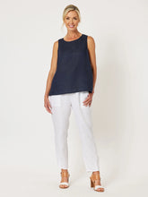 Load image into Gallery viewer, Sarah Linen Pleat Hem Pant - White
