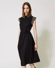 Load image into Gallery viewer, Long poplin shirt dress with two-tone lace
