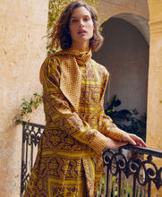 Load image into Gallery viewer, ARNAUD DRESS IN PRINTED SILK TWILL - LIME/BROWN
