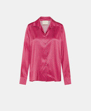 Load image into Gallery viewer, SIMON SHIRT IN PRINTED STRETCH SATIN - PINK/BLACK
