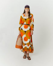Load image into Gallery viewer, DRESS WITH CIRCLE PRINT AND LEATHER BELT
