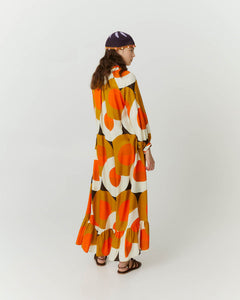 DRESS WITH CIRCLE PRINT AND LEATHER BELT