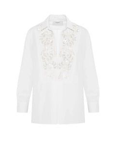 Beatrice B Cotton Shirt with Embroidered Plastron