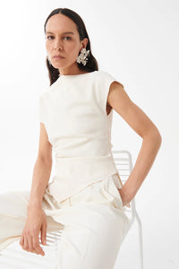 Beatrice B Sleeveless Rouched Blouse -IN BLACK