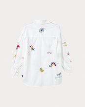 Load image into Gallery viewer, ME369 Madison White Oversized EMB Shirt- White
