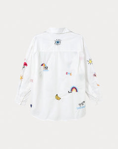 ME369 Madison White Oversized EMB Shirt- White
