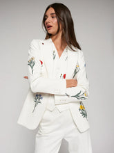 Load image into Gallery viewer, Vilagallo WHITE JACKET WITH EMBROIDERED FLOWERS

