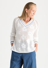 Load image into Gallery viewer, Zaket &amp; Plover ZP8813 Floral Pointelle Vee WHITE
