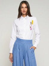 Load image into Gallery viewer, Vilagallo WHITE SHIRT WITH EMBROIDERED POCKET
