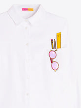 Load image into Gallery viewer, Vilagallo WHITE SHIRT WITH EMBROIDERED POCKET
