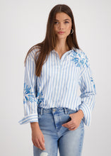 Load image into Gallery viewer, MONARI Blue Striped Blouse With Sequins | 409145
