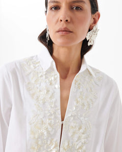 Beatrice B Cotton Shirt with Embroidered Plastron