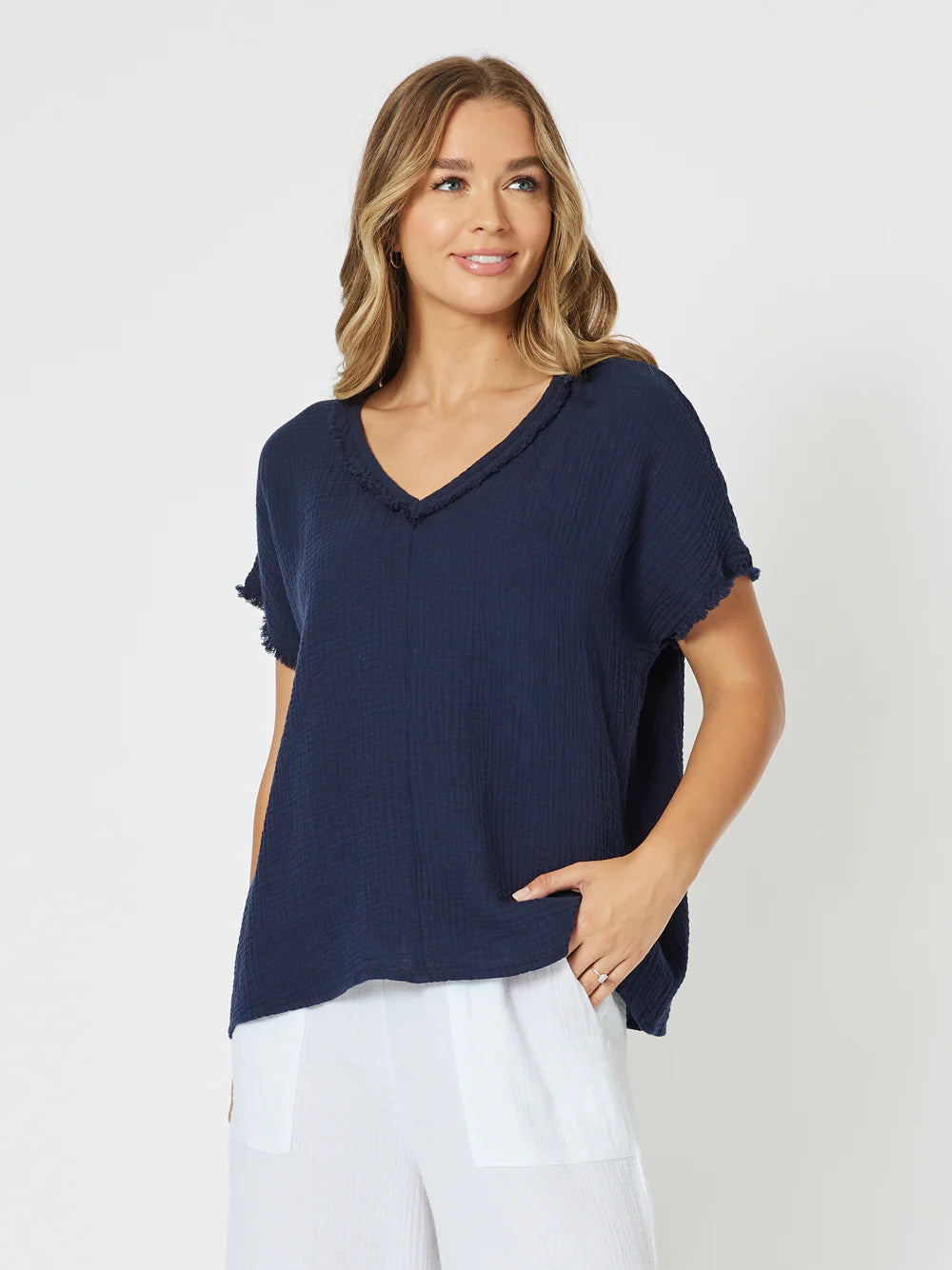 BYRON COTTON  V NECK TOP