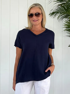 BYRON COTTON  V NECK TOP