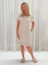 Load image into Gallery viewer, Linen Ruffle Hem Dress - Natural
