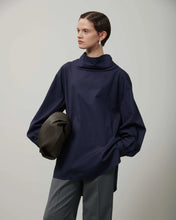 Load image into Gallery viewer, Beatrice B POPLIN BLOUSE WITH DRAPED NECK
