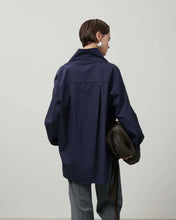 Load image into Gallery viewer, Beatrice B POPLIN BLOUSE WITH DRAPED NECK
