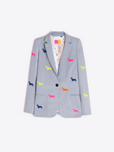 Load image into Gallery viewer, Vilagallo Hannah Dachshund Embroidery Blazer - Blue/Multicolor
