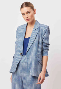 PANAMA LINEN VISCOSE BLAZER IN DEL MAR STRIPE