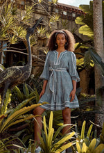 Load image into Gallery viewer, ANTIGUA LINEN VISCOSE DRESS IN DEL MAR STRIPE
