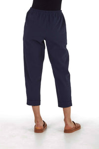 Geisha organic cotton seersucker pants Dark Blue