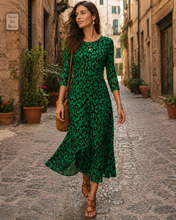 Load image into Gallery viewer, 3/4 SLEEVE SMASH POCKET DRESS In Emerald Leopard
