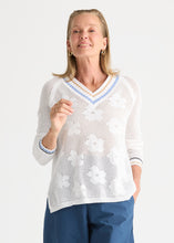 Load image into Gallery viewer, Zaket &amp; Plover ZP8813 Floral Pointelle Vee WHITE

