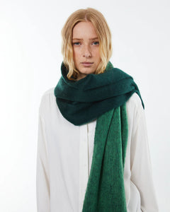 Women's scarf in a coloured finish with fringe-GRREN