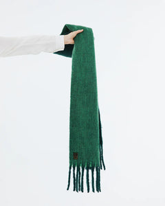 Women's scarf in a coloured finish with fringe-GRREN