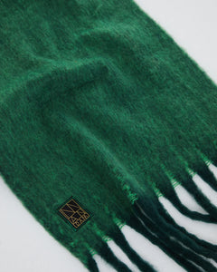 Women's scarf in a coloured finish with fringe-GRREN