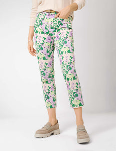 Mara S Apple Green Floral Chino Trousers