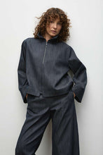 Load image into Gallery viewer, MELA PURDIE ZIP BOMBER IN DEEP INDIGO
