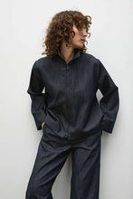 Load image into Gallery viewer, MELA PURDIE ZIP BOMBER IN DEEP INDIGO
