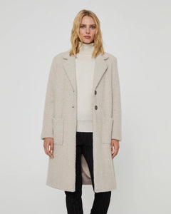 Women's long herrone coat with flap and plastron pockets