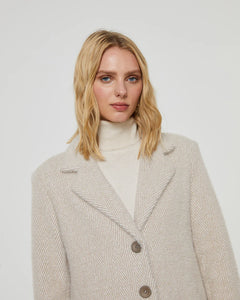 Women's long herrone coat with flap and plastron pockets